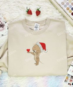 Jerry Sending Heart Christmas Embroidered Shirt