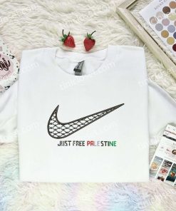 Just Free Palestine Swoosh Embroidered Shirt