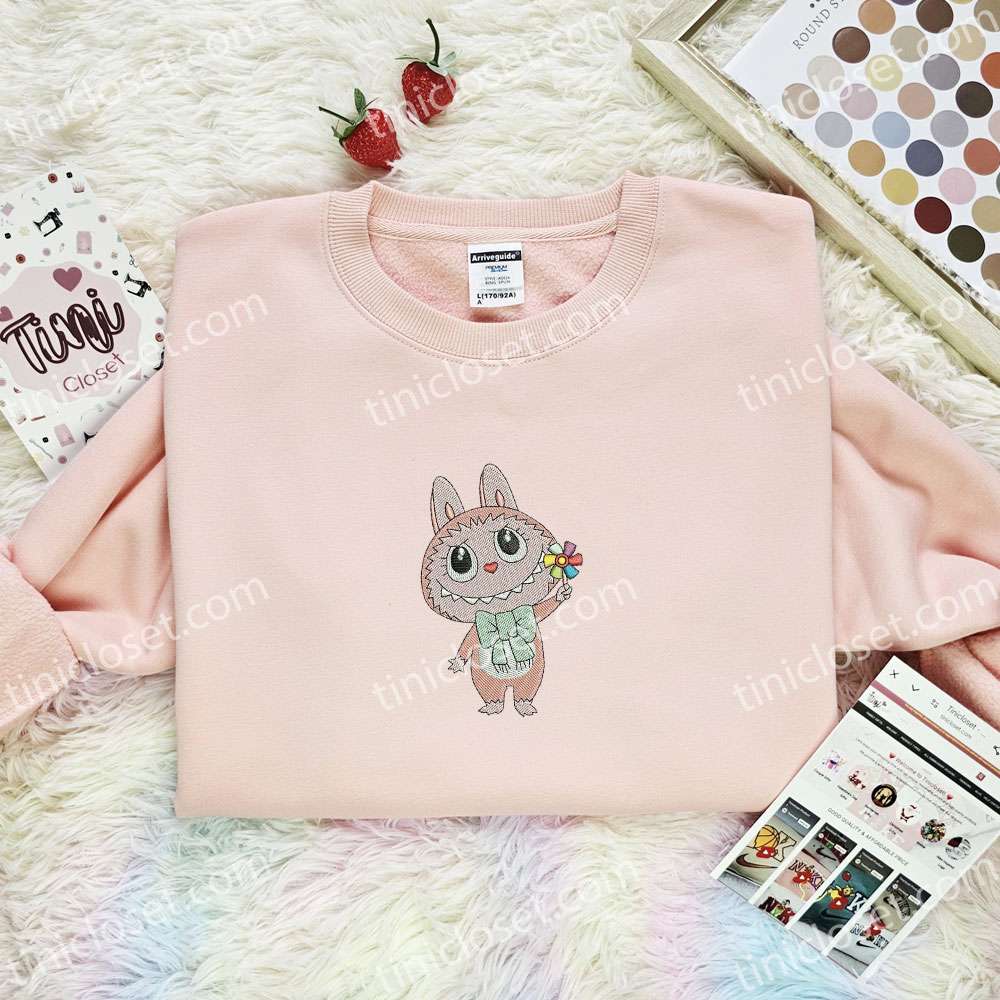 Labubu Pinky Pinwheel Embroidered Shirt