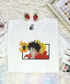 Luffy Fire Fist One Piece Anime Embroidered Shirt