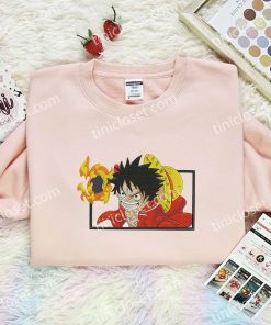 luffy fire fist one piece anime embroidered shirt oh5pm