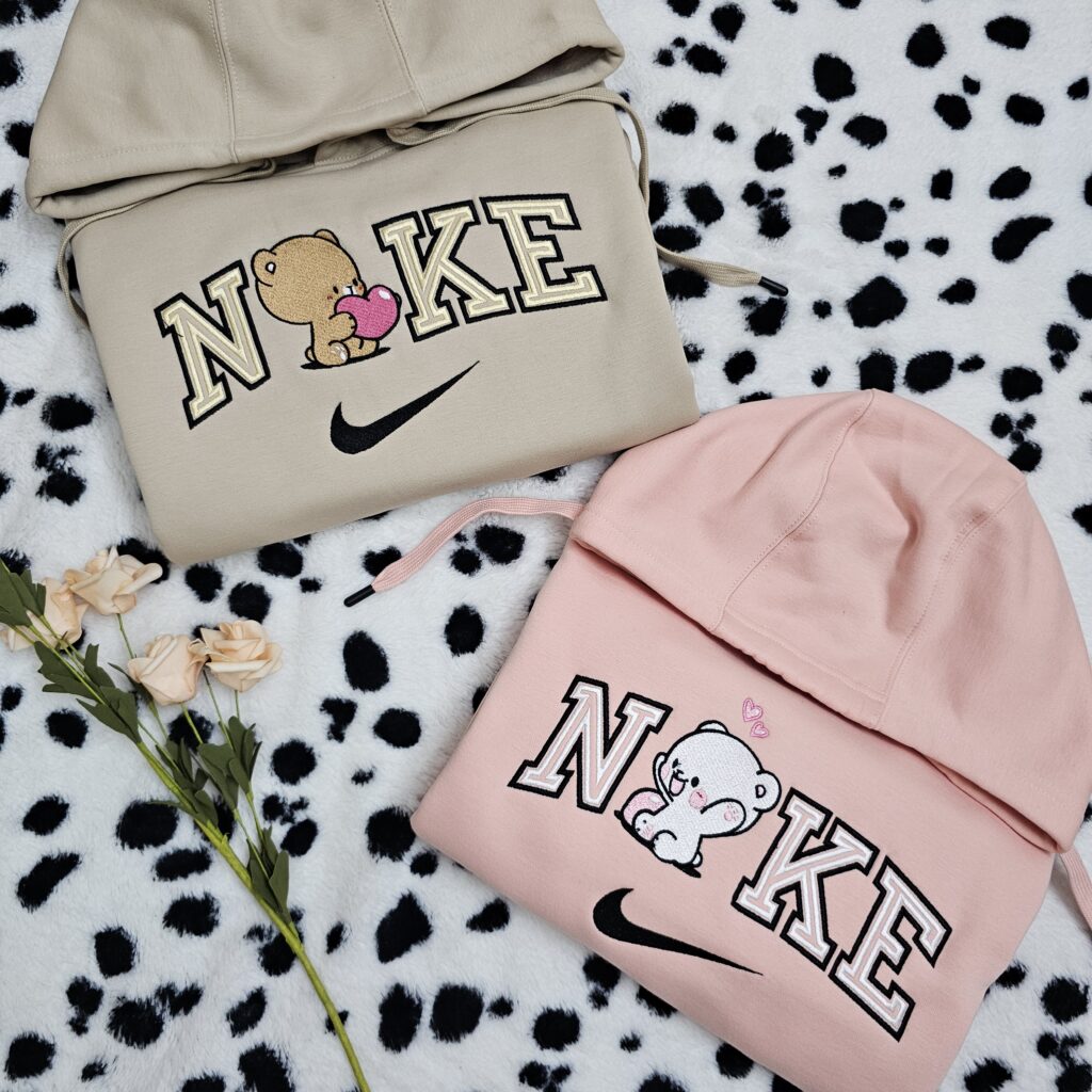 Mocha Bear And Milk Bear Embroidered Couple Shirts
